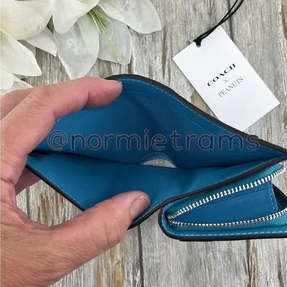 Coach X Peanuts Leather Snap Wallet With Linus Bag Purse